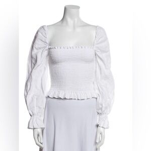 Reformation White Linen Crop Top | Size M